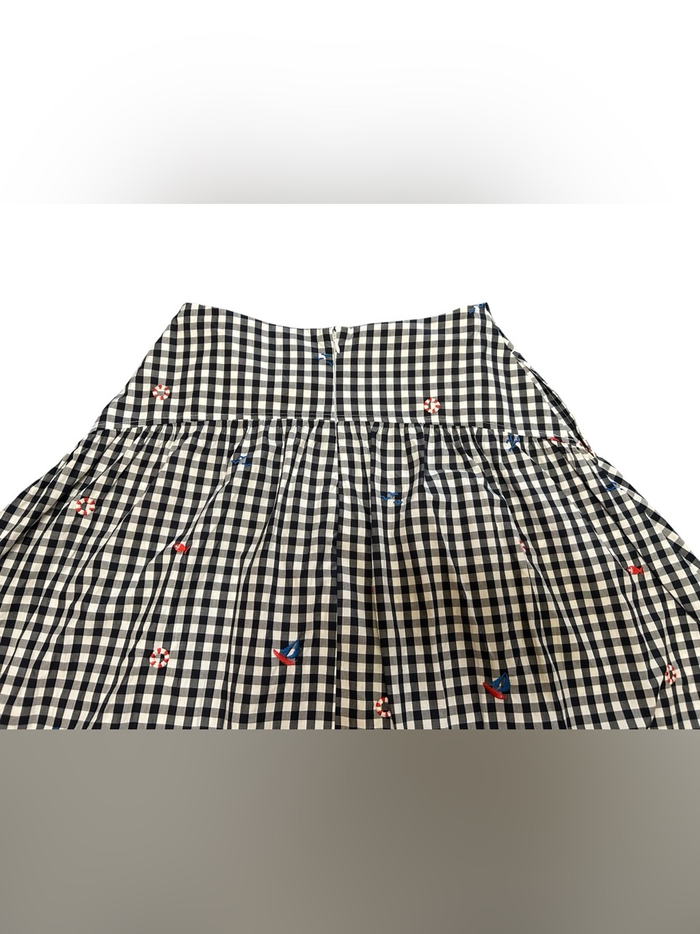 Black & White Gingham A-Line Skirt with Subtle Embroidered Accents - Picture 5 of 16